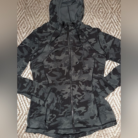 Lulu Define Hooded Jacket 14 Black Grey Camo - Picture 2 of 6